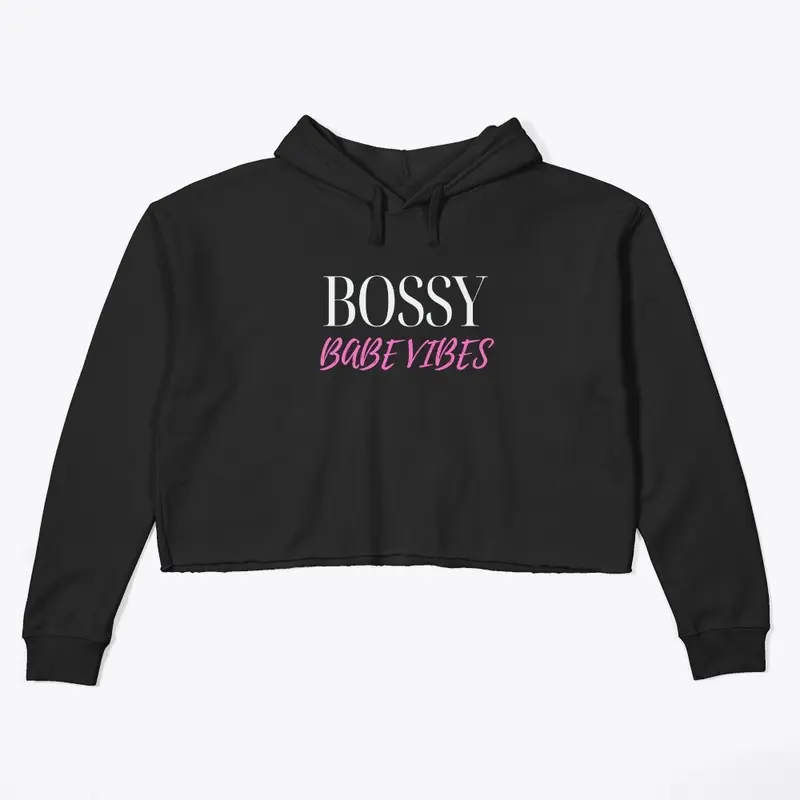 Bossy Babe Vibes Black Crop Hoodie